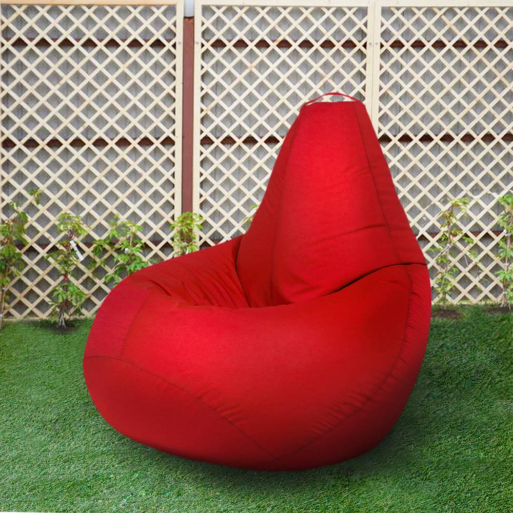 Кресло бескаркасное Груша Красный, размер Компакт, оксфорд