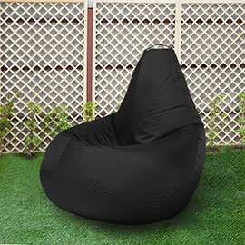 Кресло бескаркасное Груша Черный, размер Компакт, оксфорд