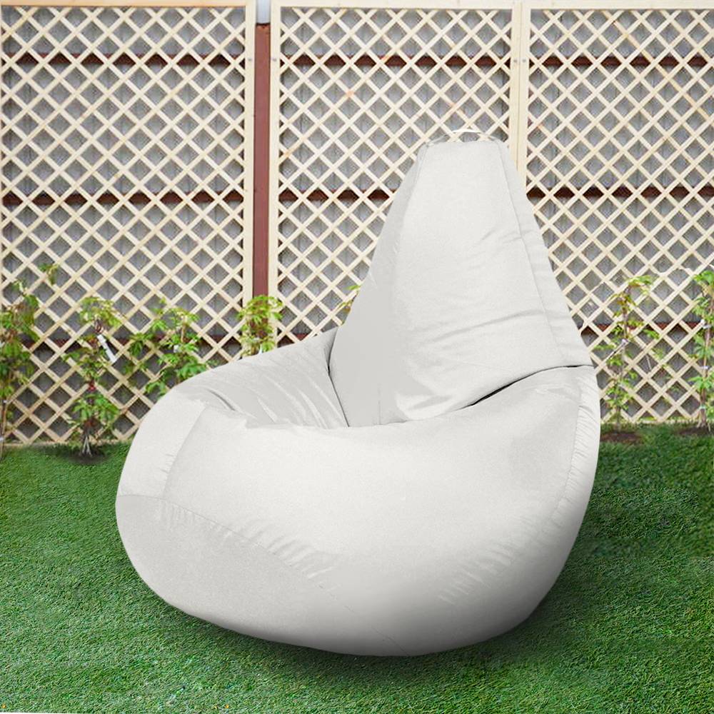 Кресло бескаркасное Груша Белый, размер Комфорт, оксфорд