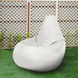 Кресло бескаркасное Груша Белый, размер Компакт, оксфорд