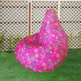 Кресло бескаркасное Груша Сердца, размер Компакт, принтованный оксфорд
