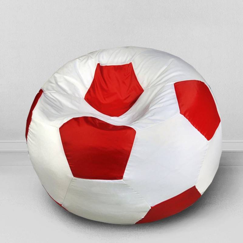 Кресло бескаркасное Футбольный мяч Красно-белый, оксфорд